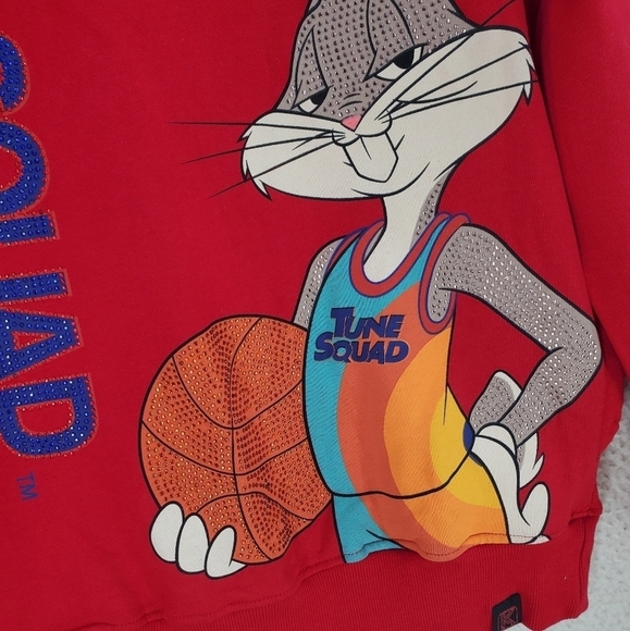 Looney Tune Squad Bugs Hoodie DeKryptic Space Jam Sweatshirt Men XL Red Bling - Picture 6 of 11